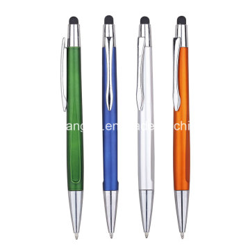 Caneta esferográfica colorida promocional com caneta stylus (S1166)